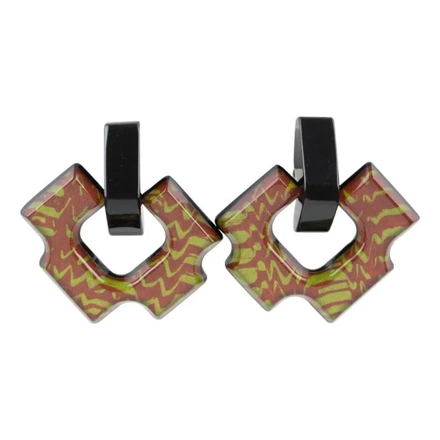 Kaso Oversized Lucite Clip Earrings Door Knocker Design – 2 Pieces