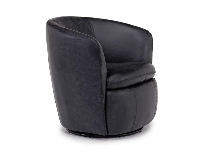 Kierreys Swivel Chair in Charcoal Leather