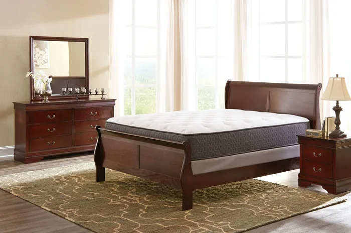 King Sleigh Bed, Dresser, Mirror And Nightstand