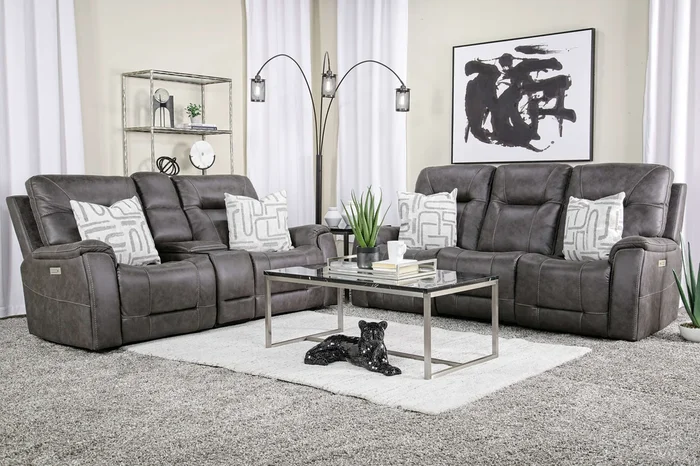 Kingston 3 Power Sofa & Console Loveseat in Steel Gray