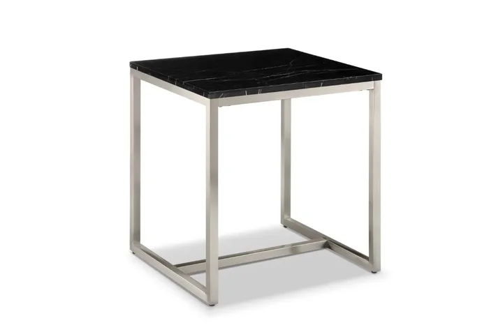 Kira End Table in Black/Brushed Nickel