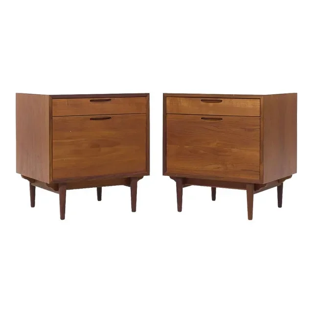 Kofod Larsen for Selig Mid Century Danish Teak Nightstands – Pair