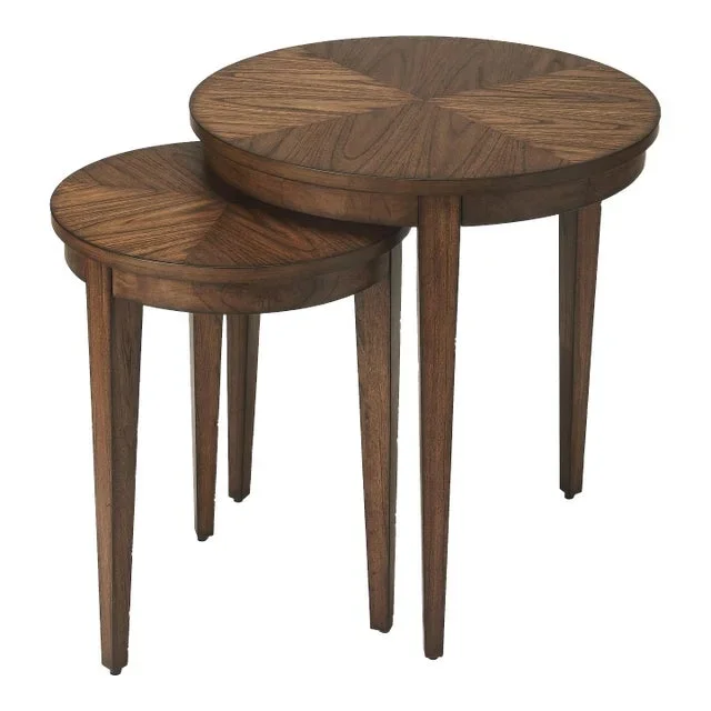 Lacey Round Nest Tables, Dark Brown – Set of 2