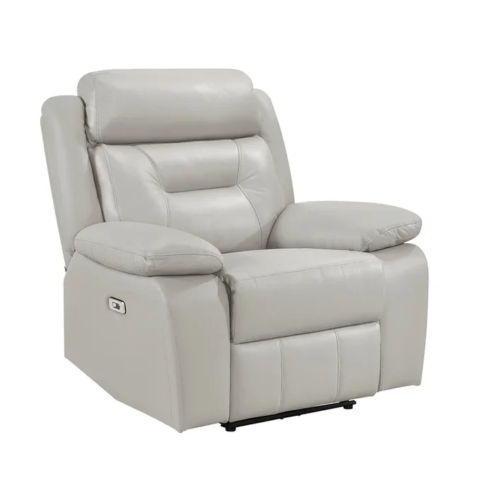 Laconia Silver Leather Power Reclining Chair
