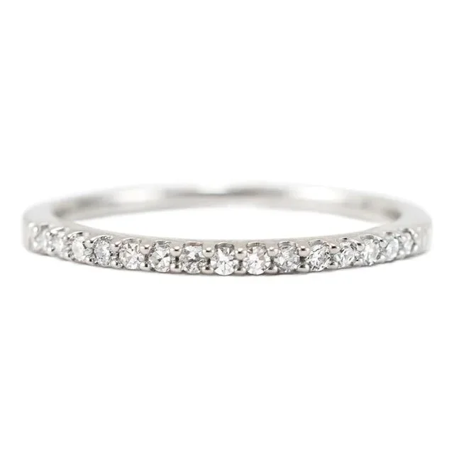 Ladies 10k White Gold Half Eternity Lab Grown Diamond Wedding Band, Size 7