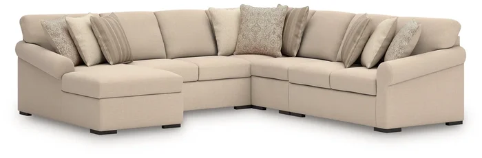 LadyMae Twill 5-Piece LAF Chaise Sectional