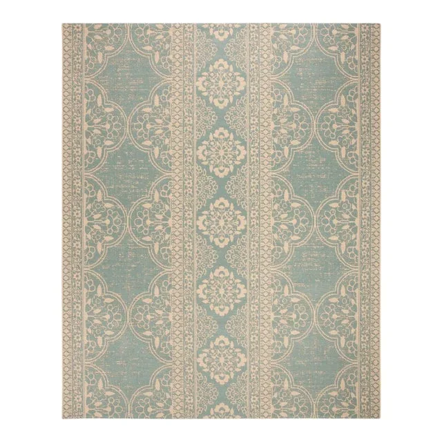 Laguna Indoor Outdoor Rug Cream & Aqua 7’10″x10′
