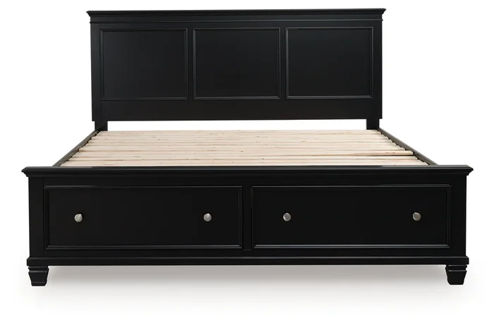 Lanolee Black California King Panel Storage Bed