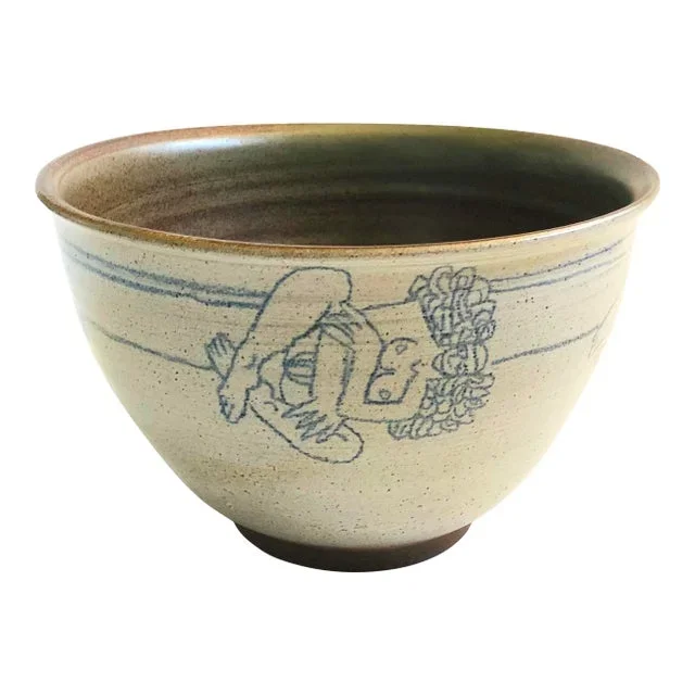 Large 1970s Nude Studio Pottery Bowl