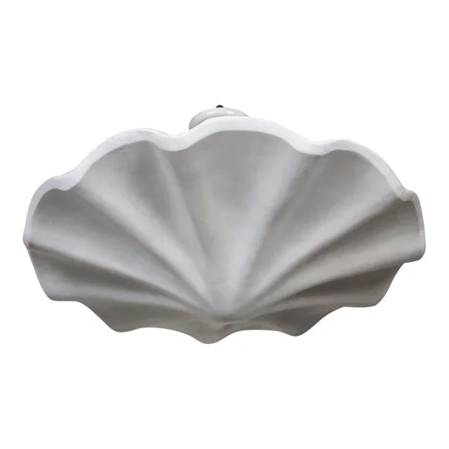 Large (29″) Smooth Undulating White Plaster Shell Pendant Light
