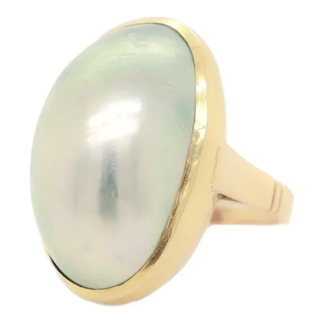 Large Antique 14k Gold & Mabe Pearl Cocktail Ring