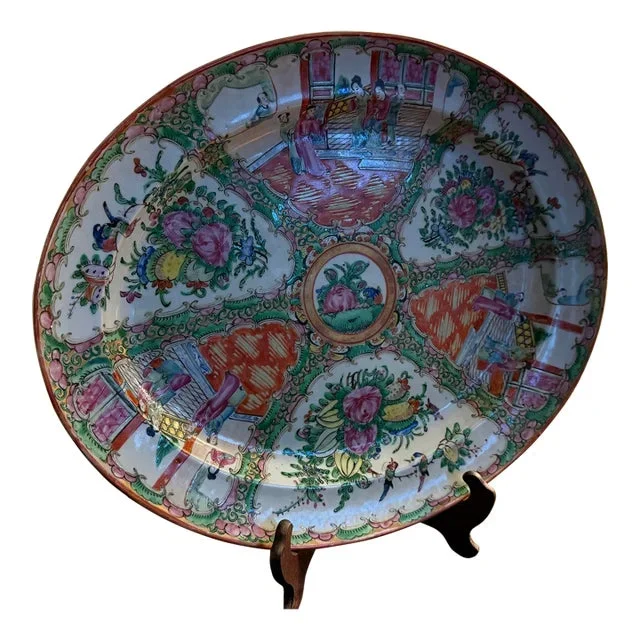 Large Antique Rose Medallion Platter C 1915