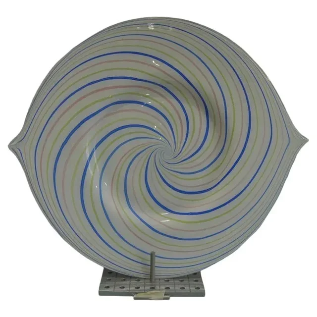 Large Colored Filigree Glass Dish, 1970s