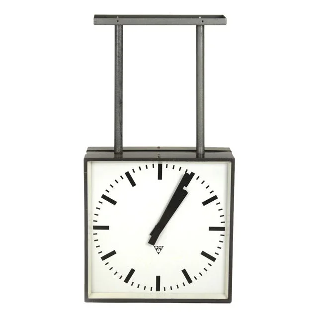 Large Double-Sided Railway Clock from Pragotron, 1980s