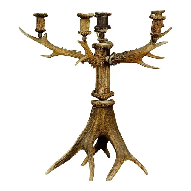 Large Five Armed Cabin Decor Antler Candelabra 1880