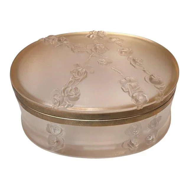 Large Lalique French Crystal Vanity Box