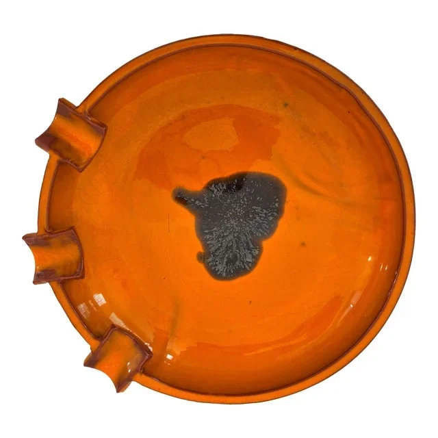 Large Mid-Century Danish Studio Pottery in Bright Orange Glaze Brutalist 1960s