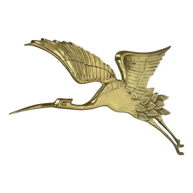 Large Modernist Brass Wall Object Decoration Sculpture Heron, Germany, 1960s