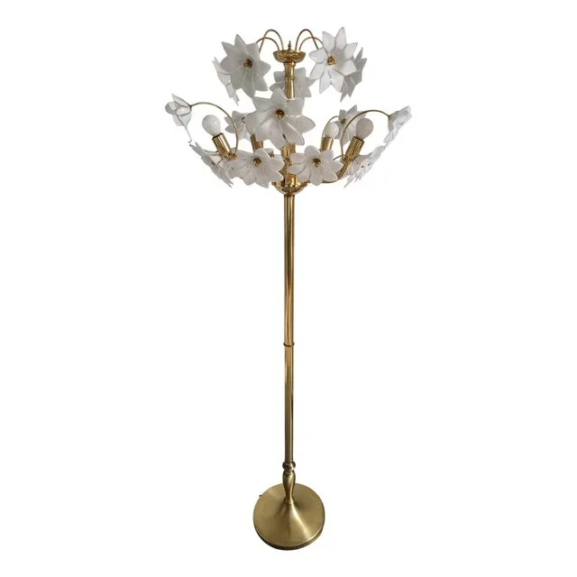 Large Murano Flower Floor Lamp, Italy, 1970s