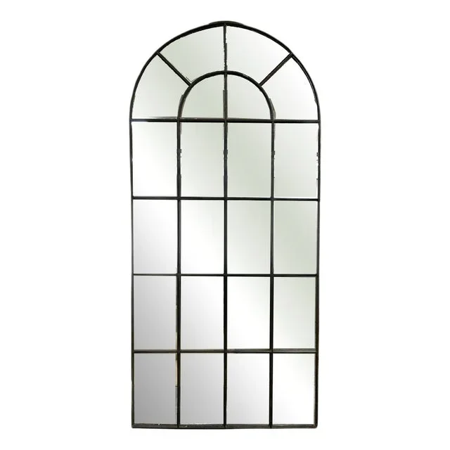 Large Reclaimed Arched Window Mirror, 1950s