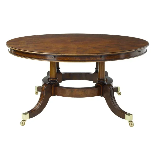 Large Regency Revival English Walnut Jupe Dining Table