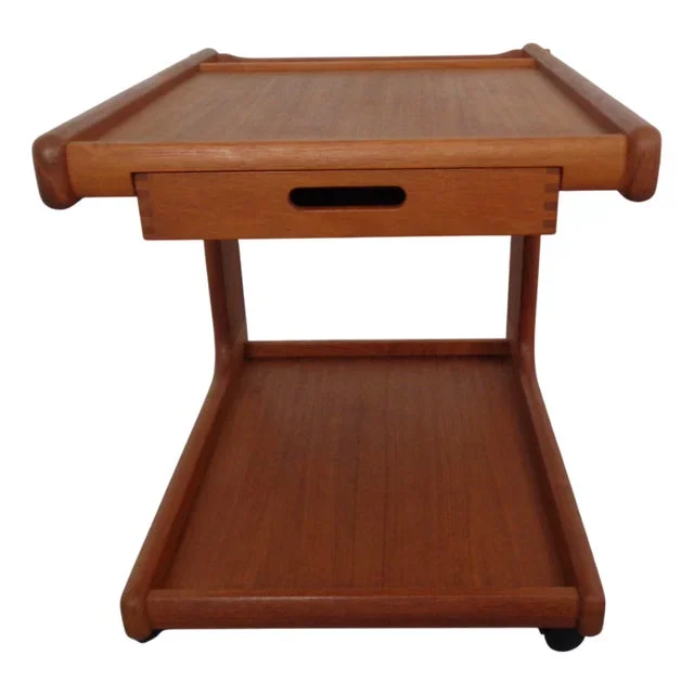 Large Rollable Teak Bar Cart, 1960s
