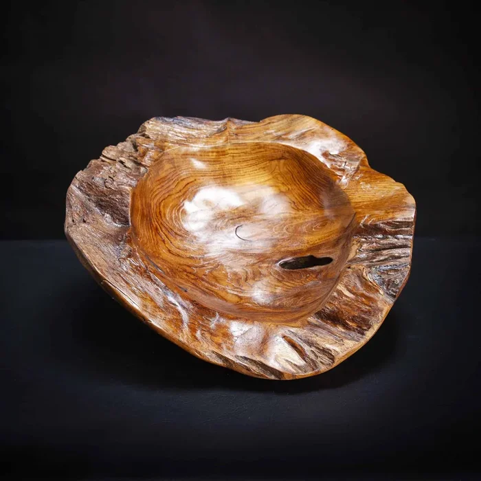 Large Teak Carved Bowl