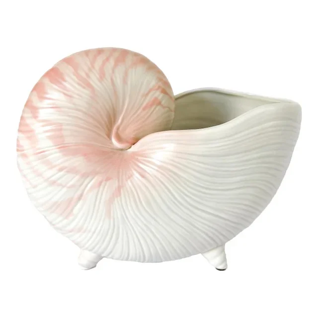Large Vintage Fitz & Floyd Footed Nautilus Shell Planter