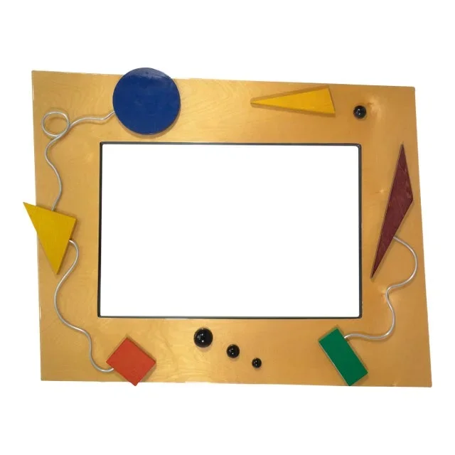 Large Vintage Memphis Style Postmodern Geometric Rhombus Wall Mounted Mirror