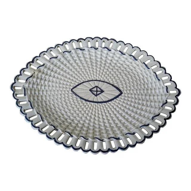 Late 18th Century Oval Creamware Plate by Joshua Heath of Staffordshire