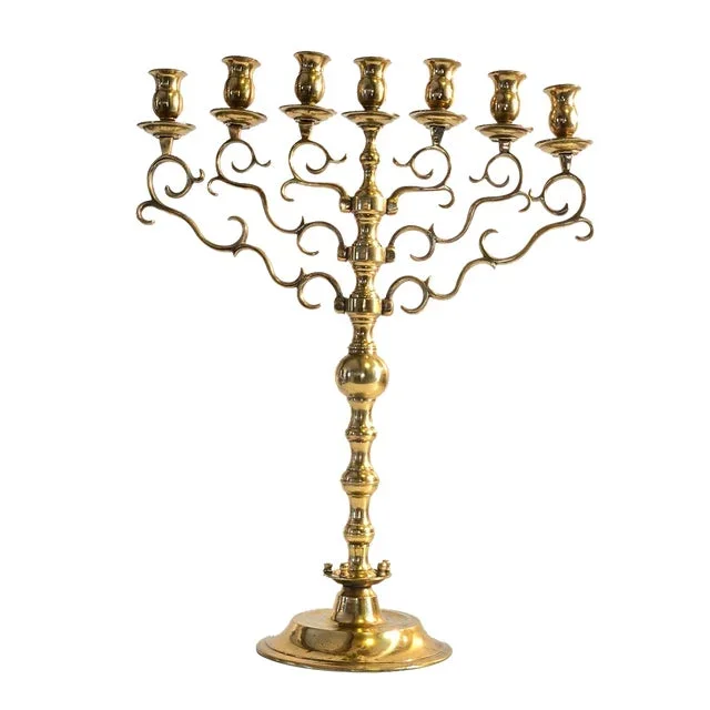 Late 19th Century Brass Candelabra Menorah