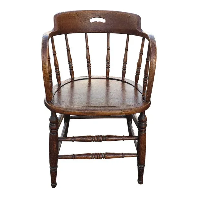 Late 19th Century Oak Firehouse Captain Chair