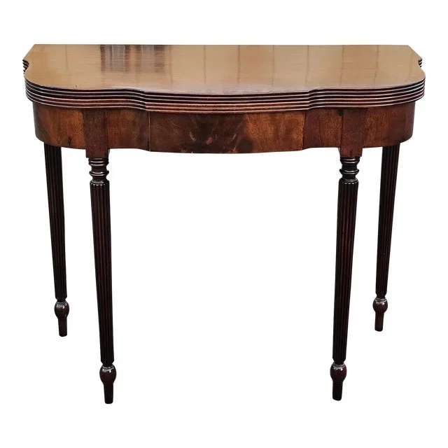 Late 19th Century Sheraton Mahogany Flip Top Card Console Table