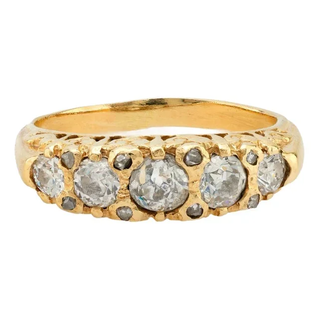 Late 19th Century Victorian 14k Yellow Gold Diamond Ring