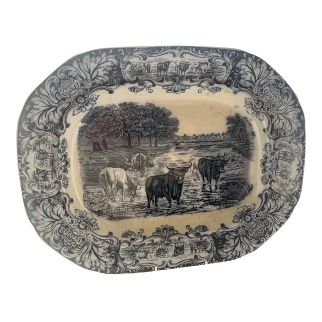 Late 19th Century Wedgwood Meat Platter Decorated With Cows