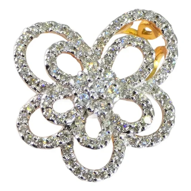 Late 20th Century 18k (750) Yellow Gold Natural VVS Diamond Brooch / Pin