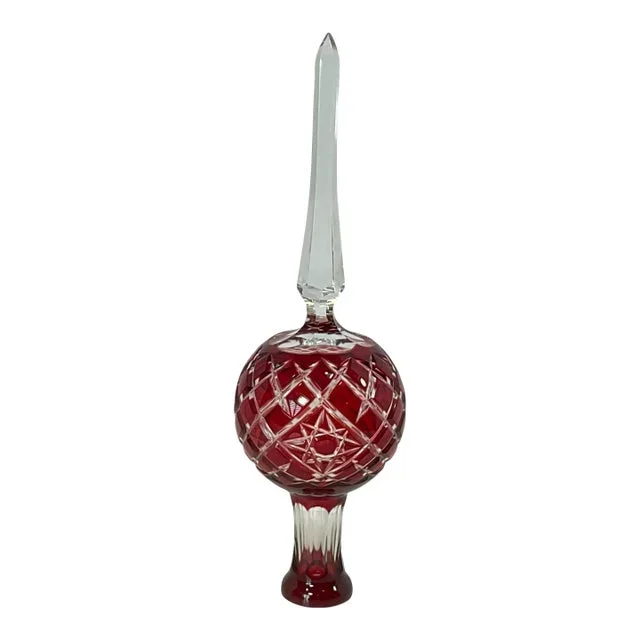 Late 20th Century Crystal Christmas Holiday Ruby Red Tree Topper
