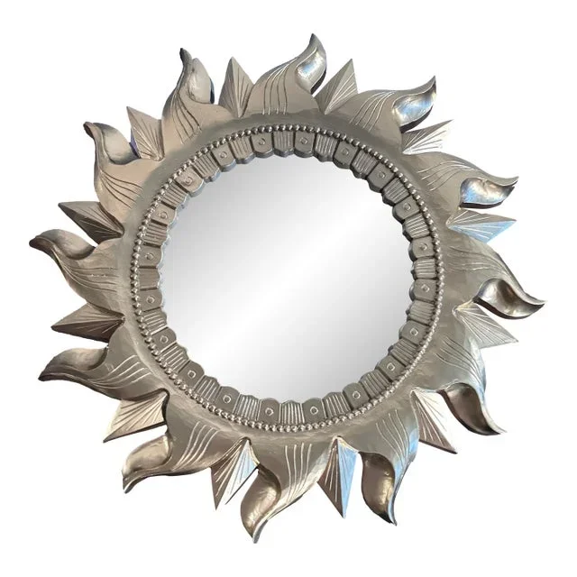 Late 20th Century Gold Flame Starburst Style Mirror