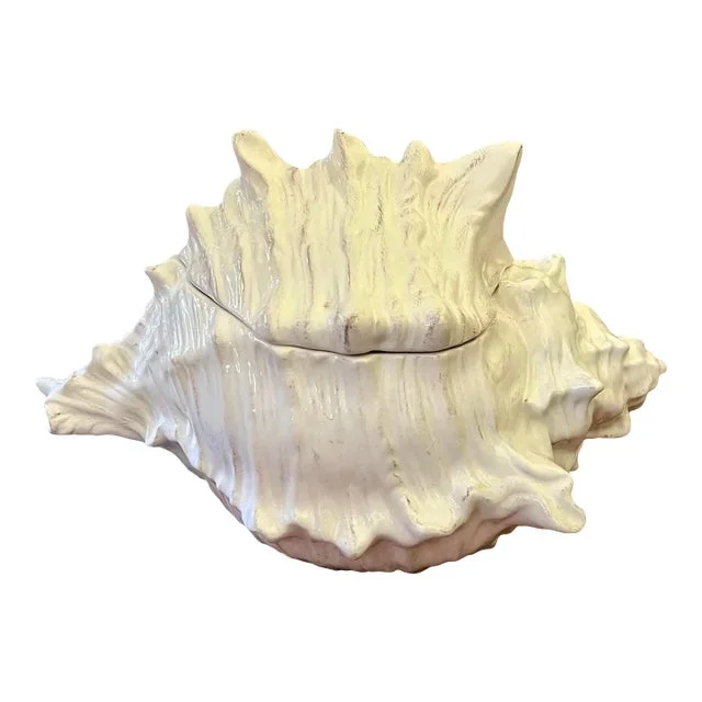 Late 20th Century Large Ceramic Conch Shell Planter Container