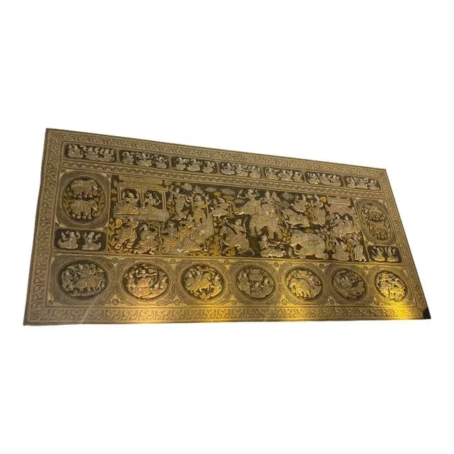 Late 20th Century Large Gold Embroidered Kalaga Tapestry