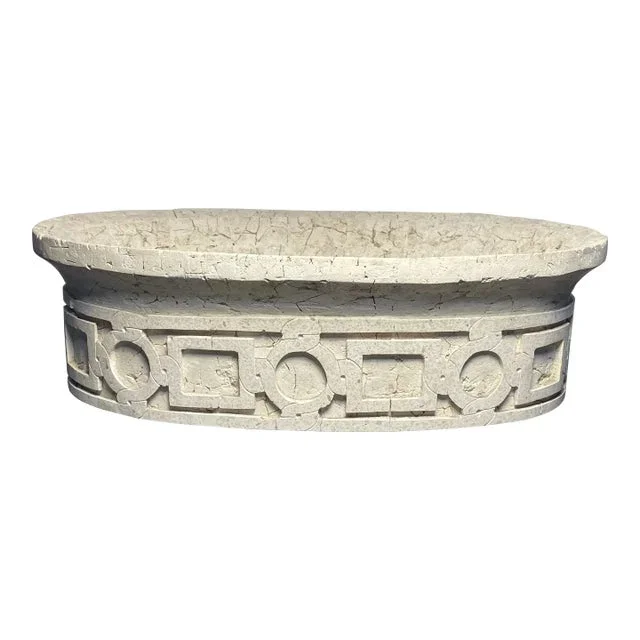 Late 20th Century Oval Limestone Architectural Designed Decorative Bowl