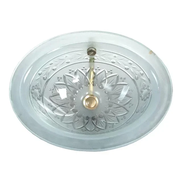 Late 20th Century Reclaimed Oval Cut Glass Drop-in Sink With Brass Drain