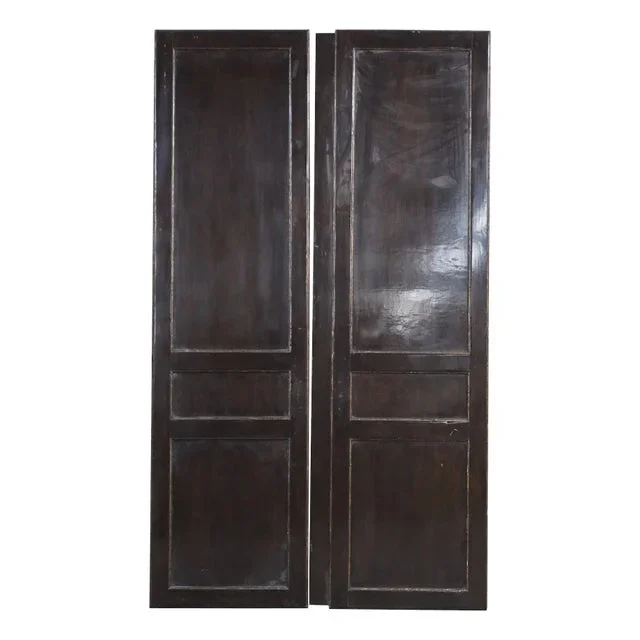 Late 20th Century Tall Continental 2 Panel Highly Polished Wood Screen / Room Divider