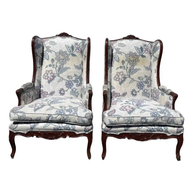 Late 20th Century Traditional Wingback Armchairs – a Pair
