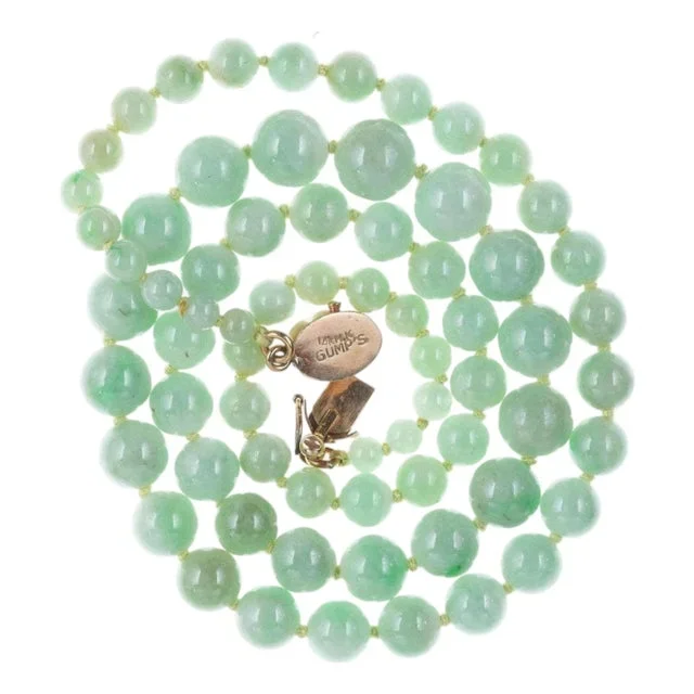Late 20th Century Vintage Gumps a Jadeite Beaded Necklace