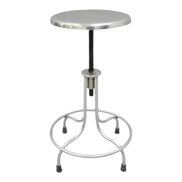 Late 20th Century Vintage Stainless Steel American Industrial Modern Steampunk Adjustable Stool