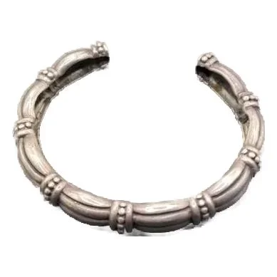 Late 20th Century Vintage Sterling Silver Bamboo Design Cuff Bangle
