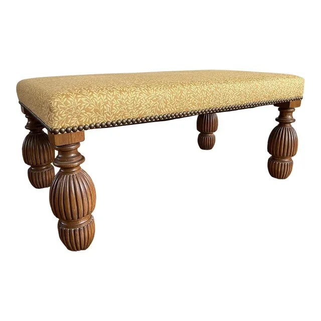 Late 20th Century Vintage Upholstered Yellow Ottoman