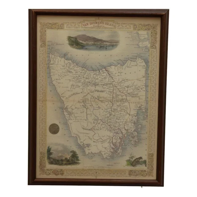 Later 20th Century Re-printed Engraving of J. Rogers Map of Van Diemen’s Land “tasmania”