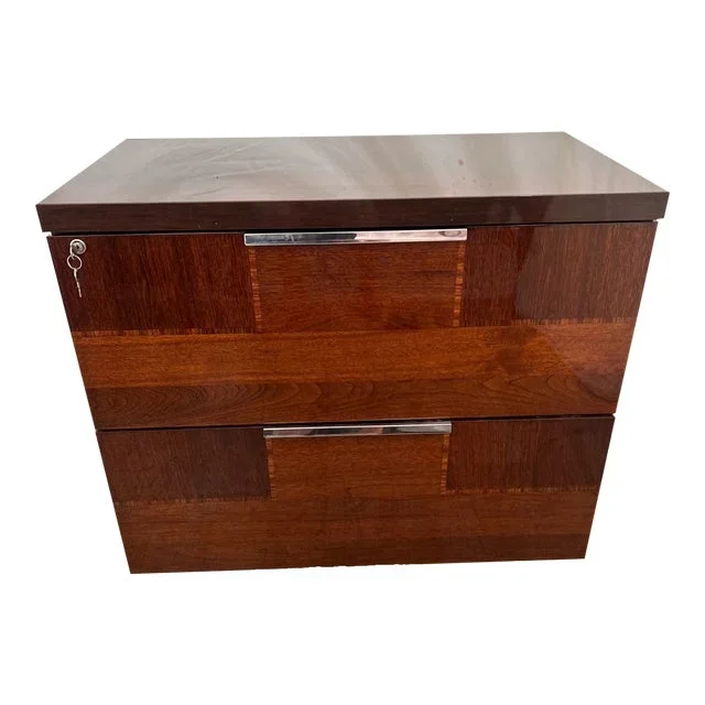 Lateral File Cabinet by Alf Group, Two Locking Drawers, Modern Italian Style